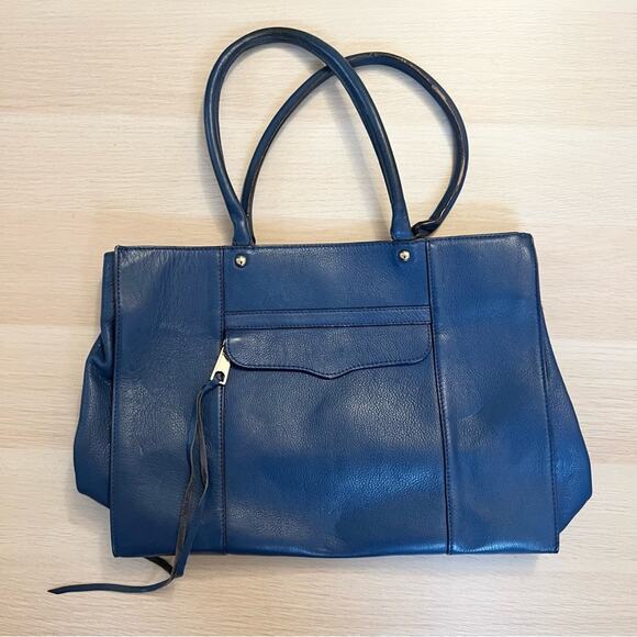 Rebecca Minkoff Navy Blue Leather Tote Bag - Picture 1 of 4